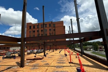 A sky-view image of the ICU expansion project at East Alabama Medical Center.