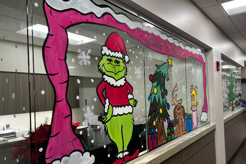 Spencer Cancer Center Christmas art.
