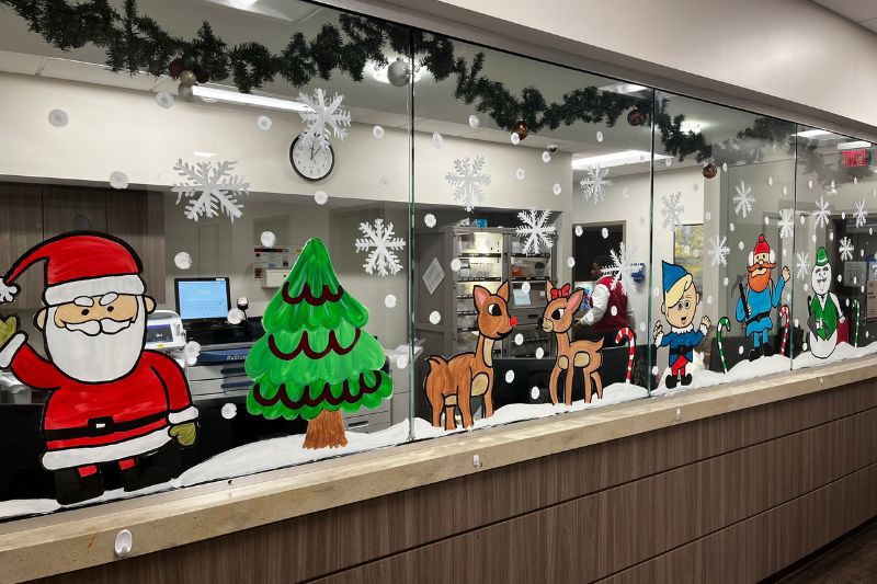 Spencer Cancer Center Christmas art.