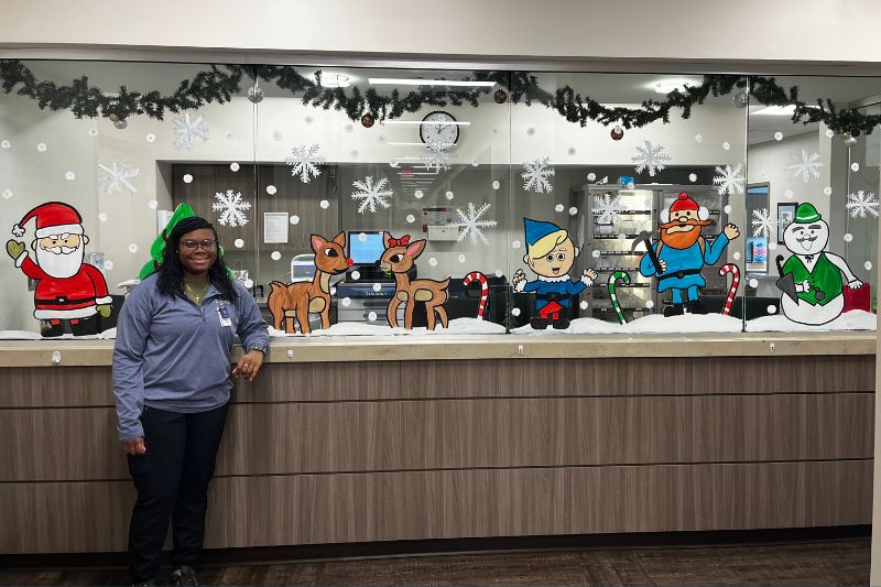 Nicole Thomas, an MCT at the Spencer Cancer Center, creates artwork to help bring comfort and joy to patients and staff.