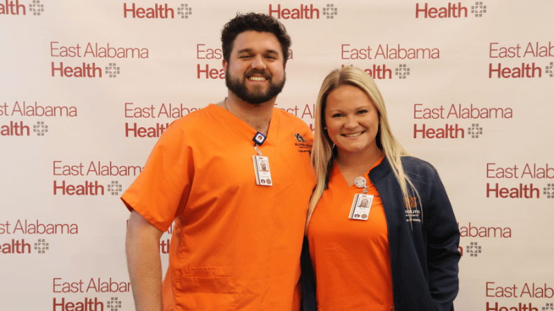 Auburn University College of Nursing students Nolan Bennett and Skylar Crews. 