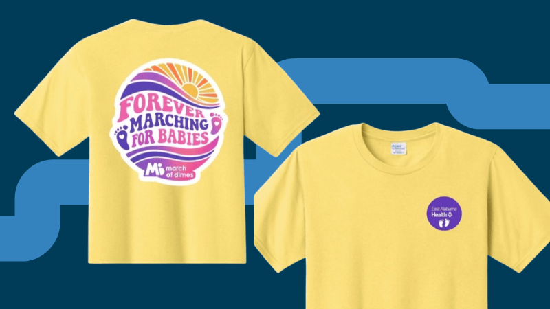 2026 East Alabama Health March of Dimes team t-shirt