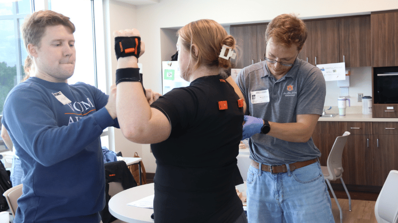 Researchers place sensors on a volunteer