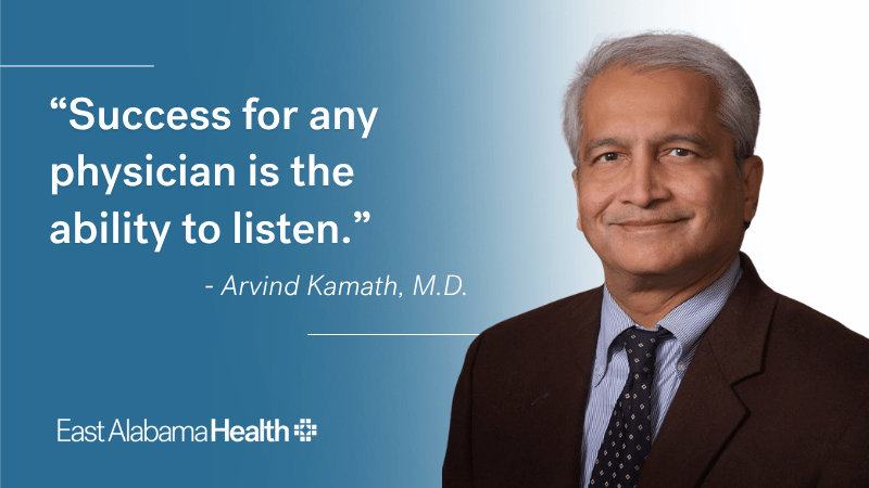 Dr. Arvind Kamath with the quote, "Success for any physician is the ability to listen."